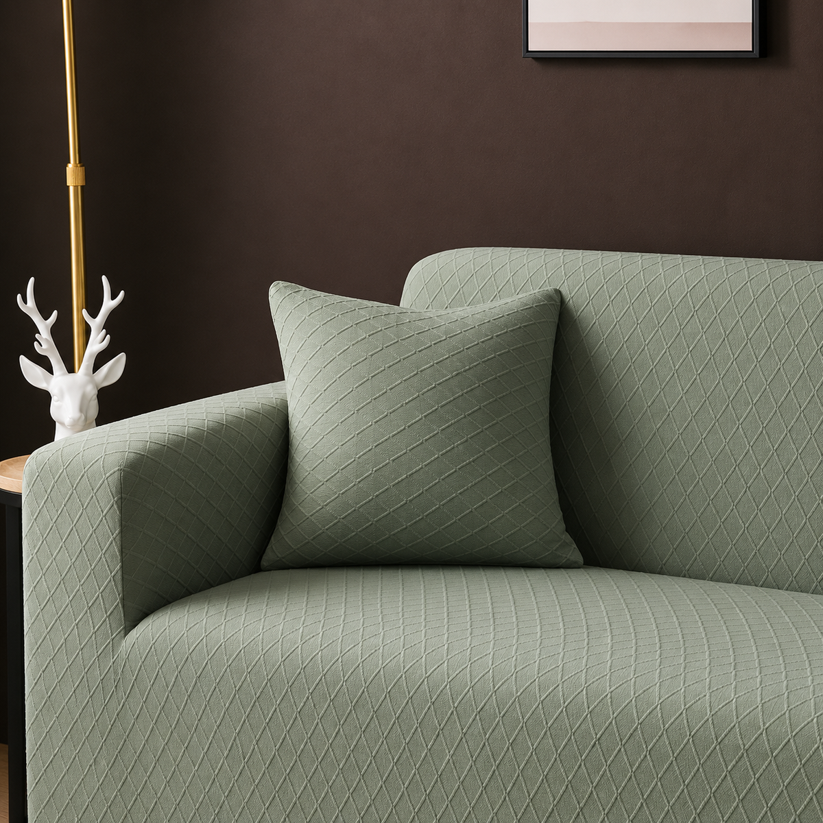 Cushion Cover - Diamond Jacquard - Light Sage Green