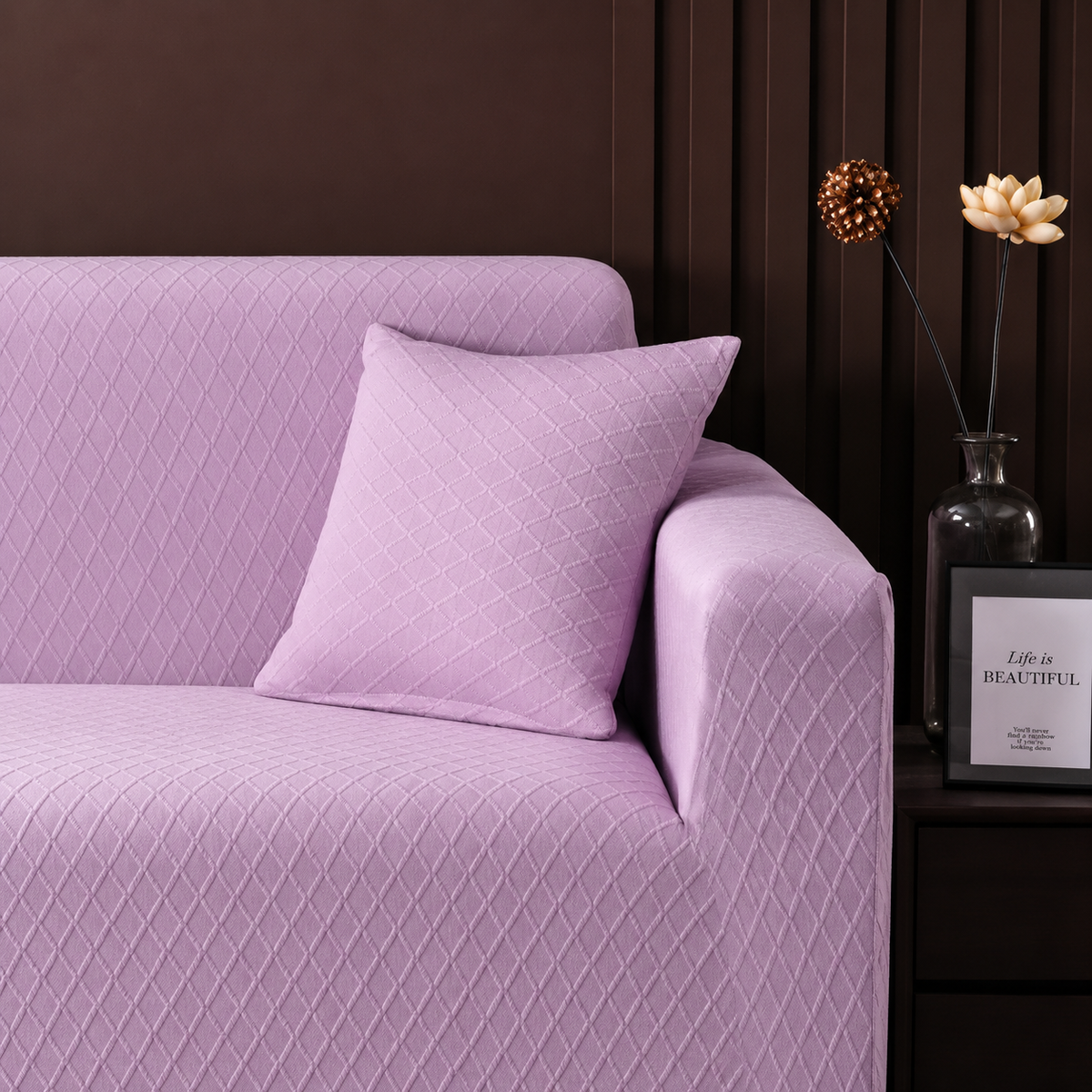 Cushion Cover - Diamond Jacquard - Pale Purple