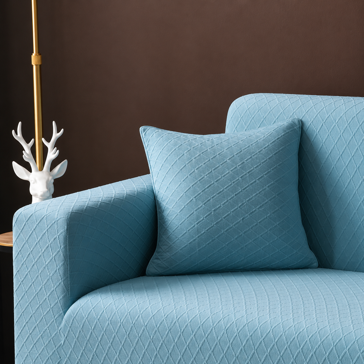 Cushion Cover - Diamond Jacquard - Sky Blue