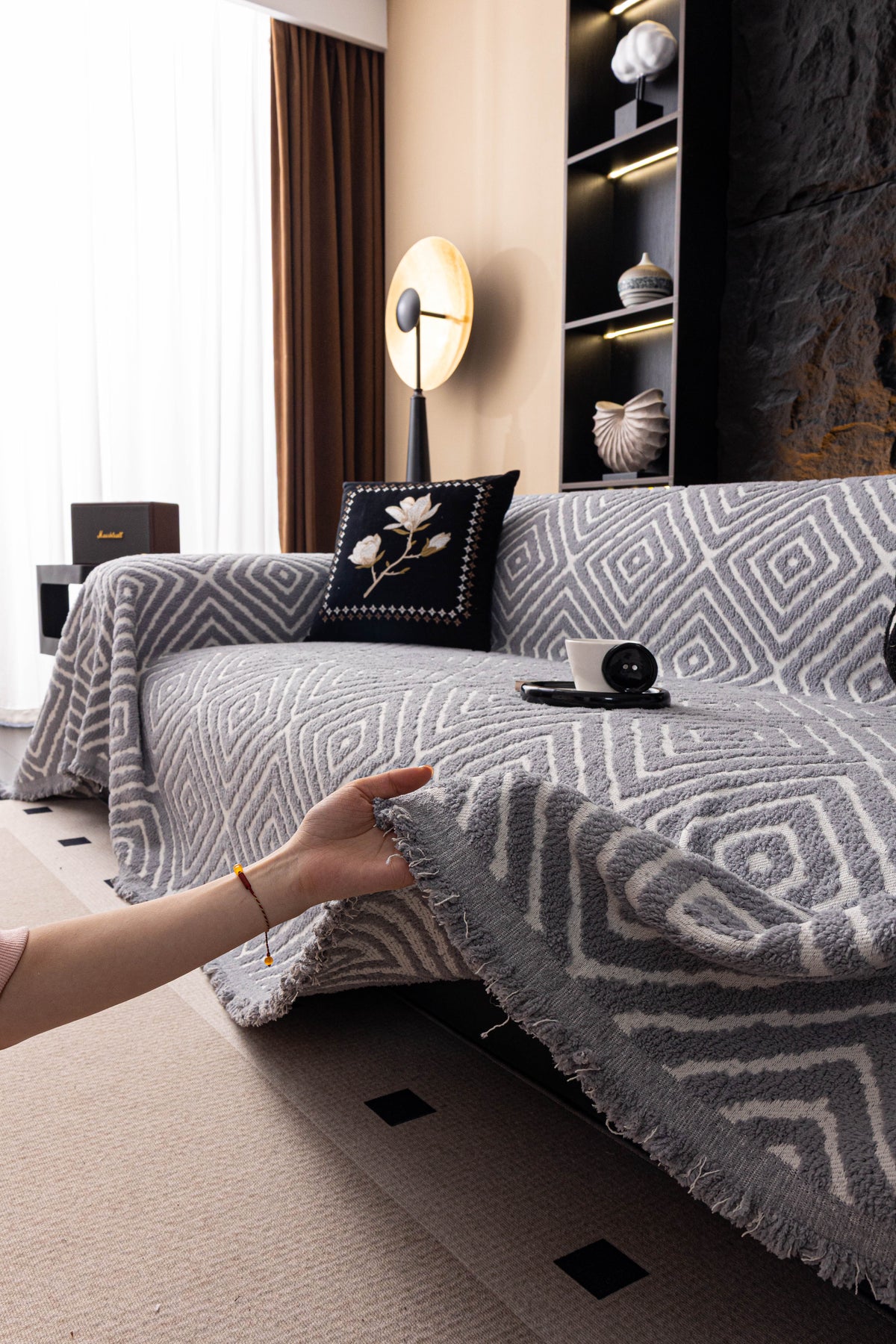 Throw Blanket - Atlas Geo - Cloud Grey