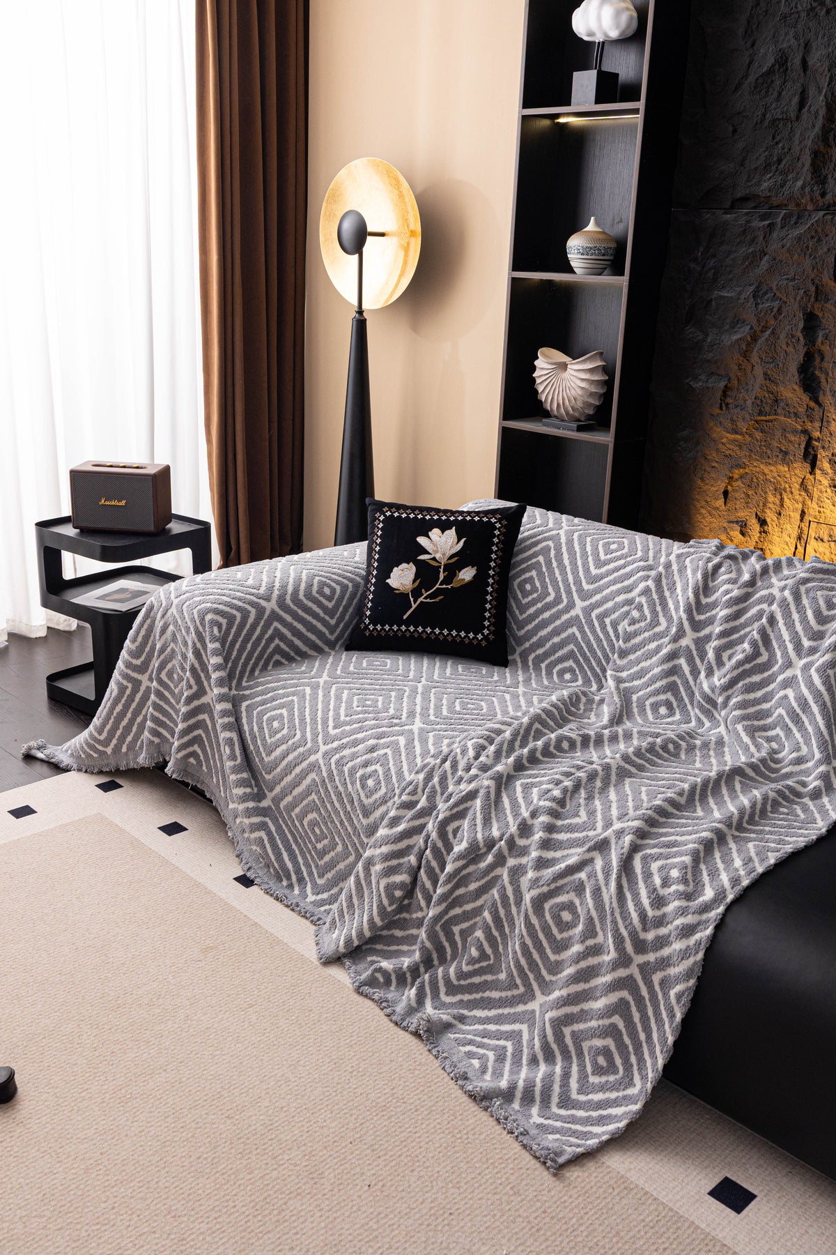 Throw Blanket - Atlas Geo - Cloud Grey