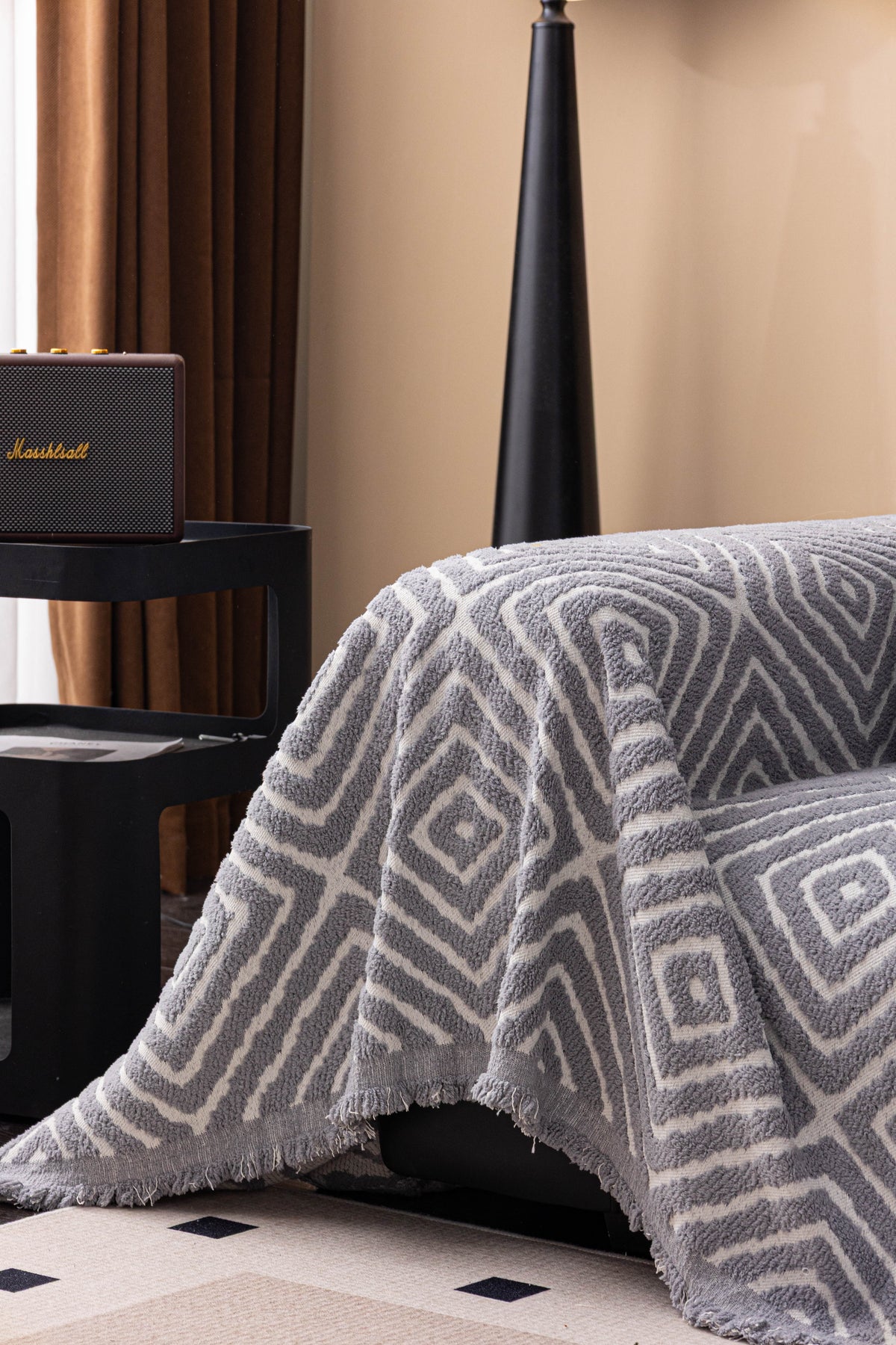 Throw Blanket - Atlas Geo - Cloud Grey