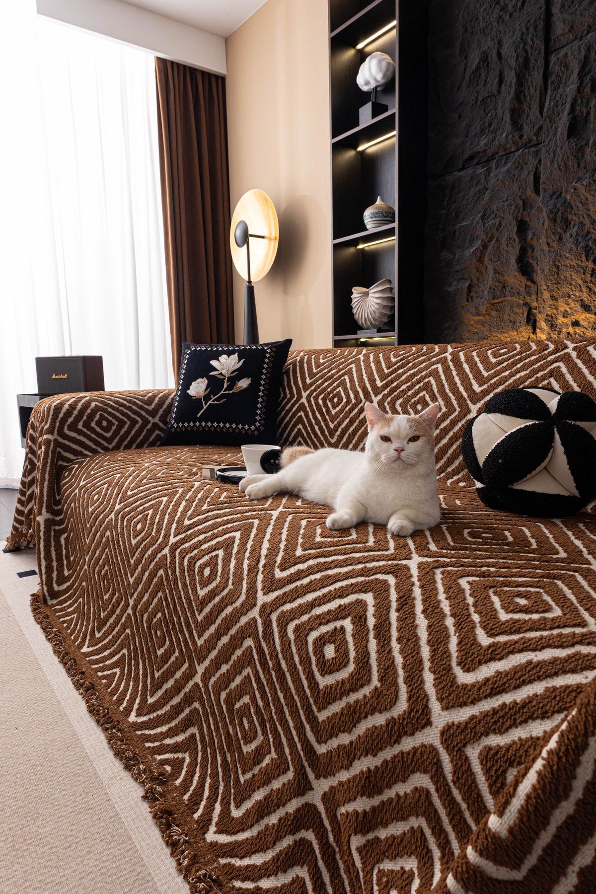 Throw Blanket - Atlas Geo - Cocoa Brown