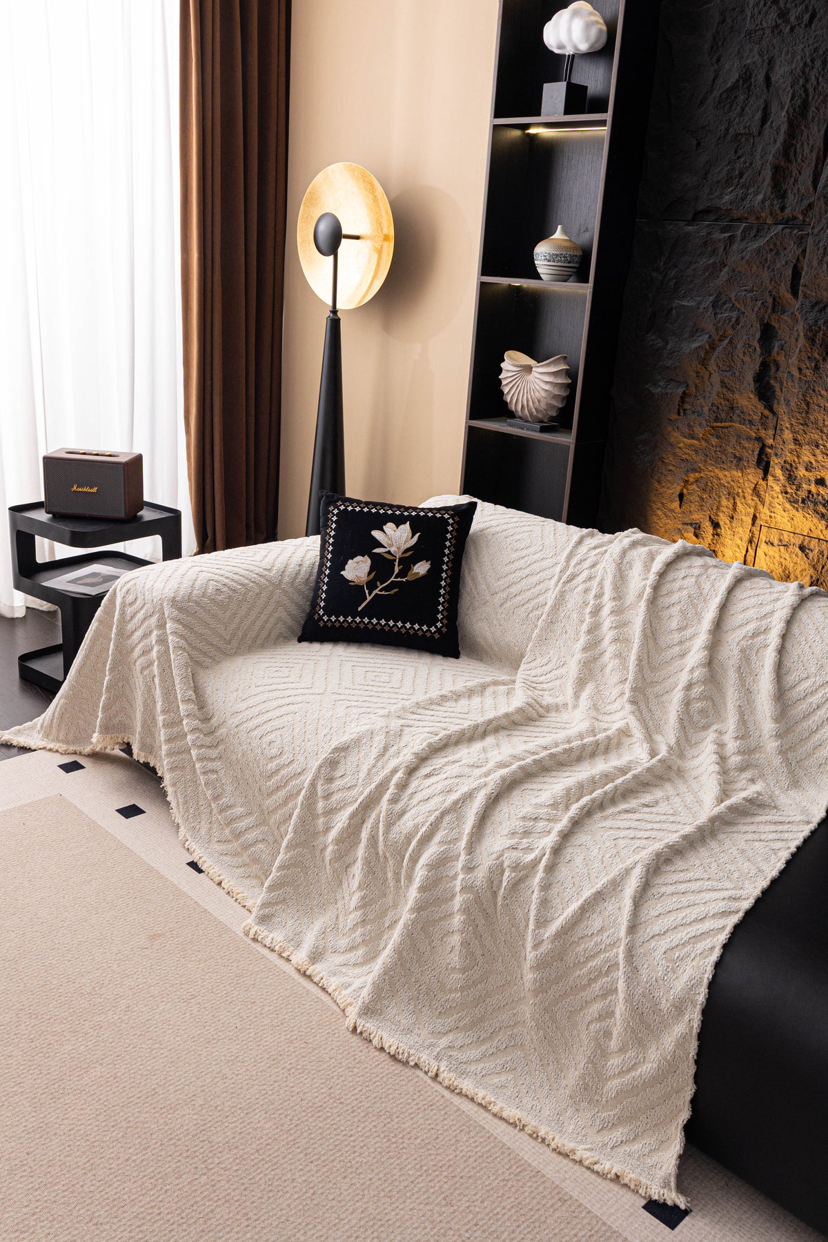 Throw Blanket - Atlas Geo - Cream White