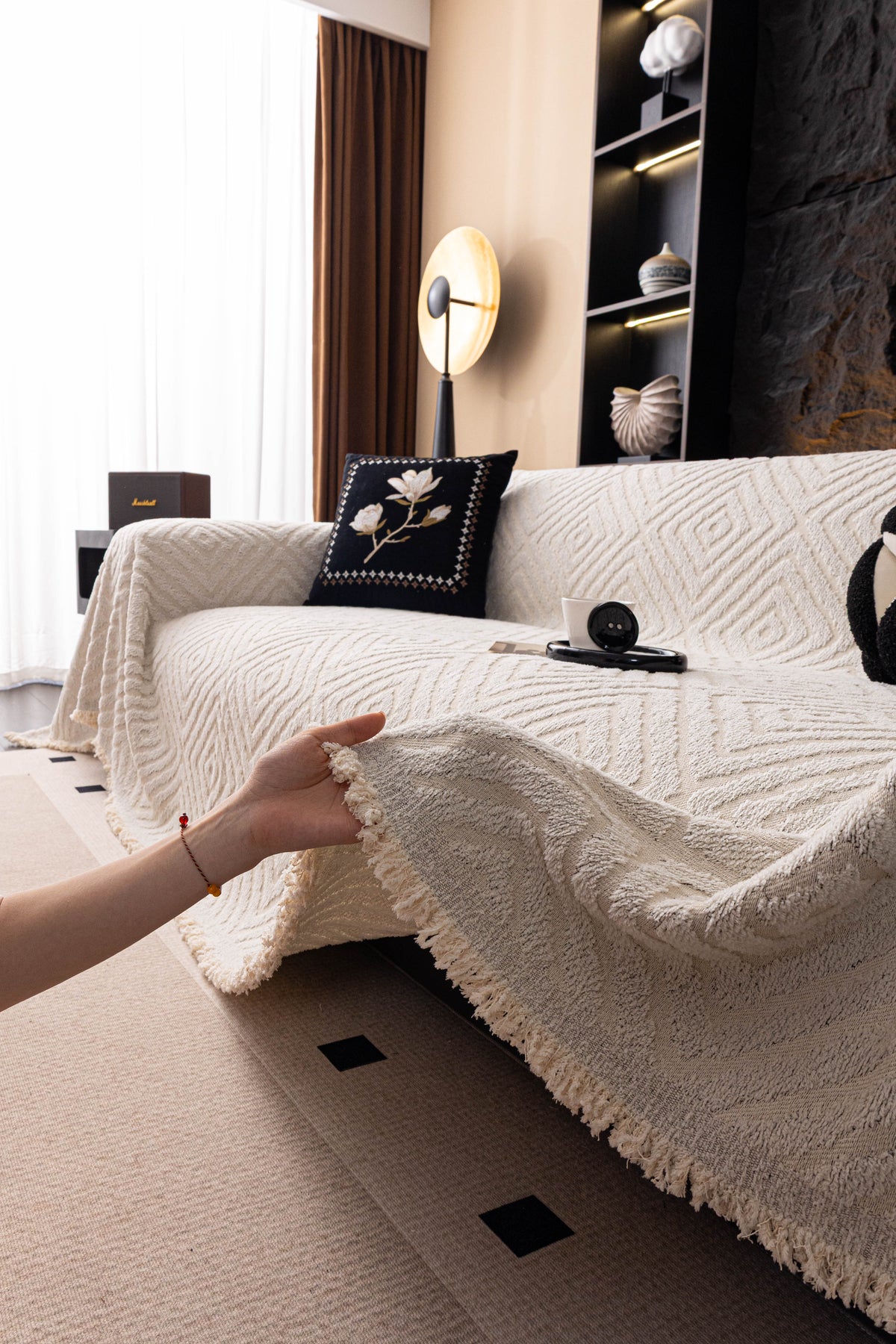 Throw Blanket - Atlas Geo - Cream White