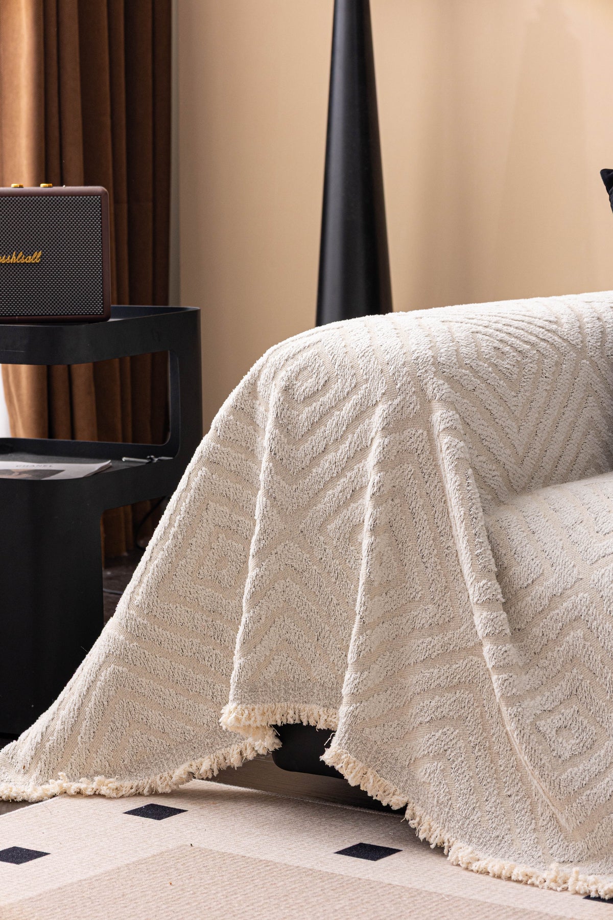 Throw Blanket - Atlas Geo - Cream White