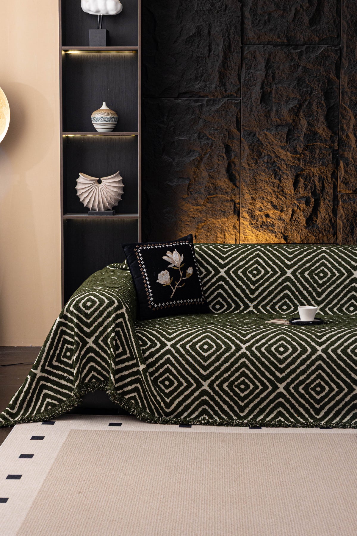 Throw Blanket - Atlas Geo - Dark Green