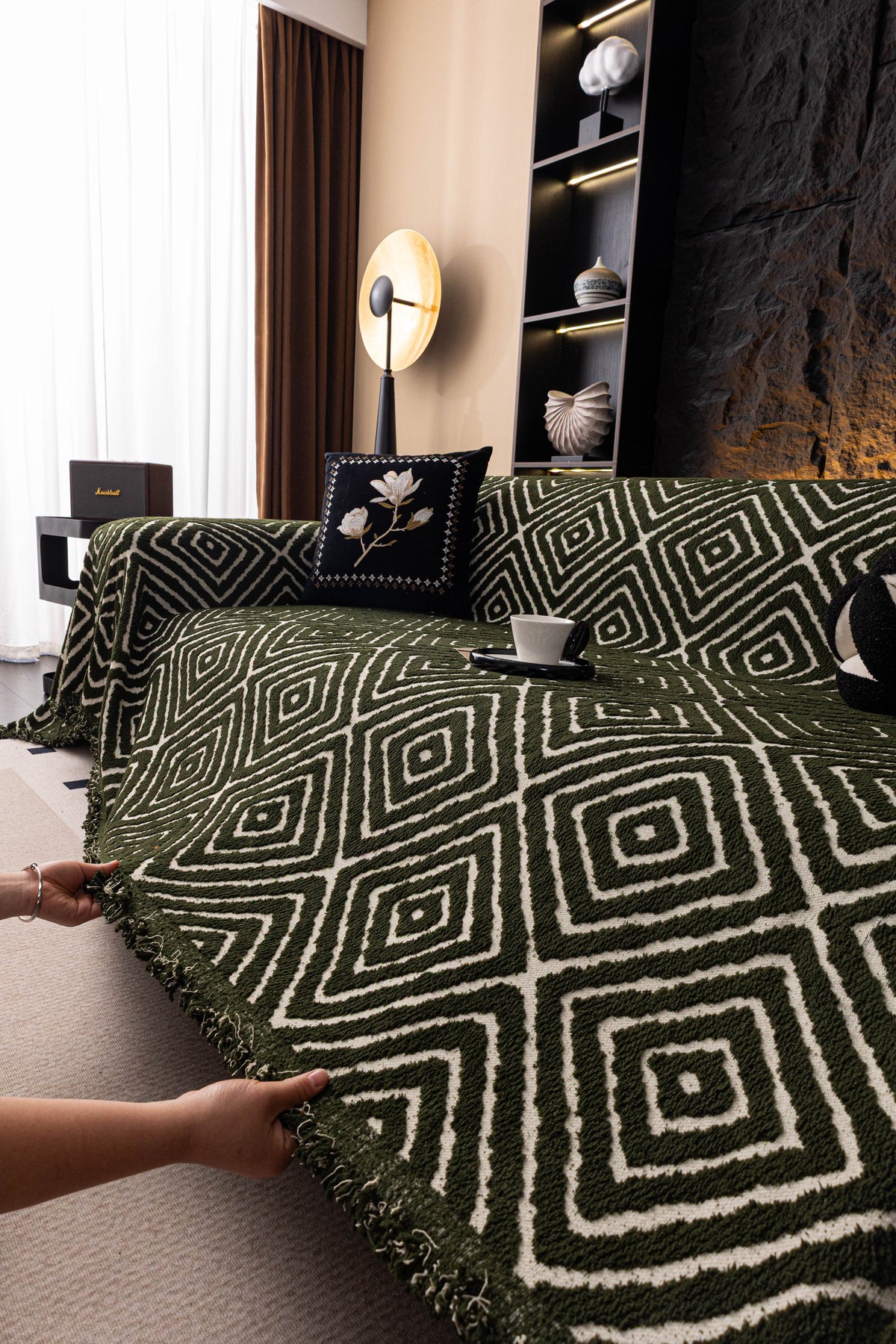 Throw Blanket - Atlas Geo - Dark Green