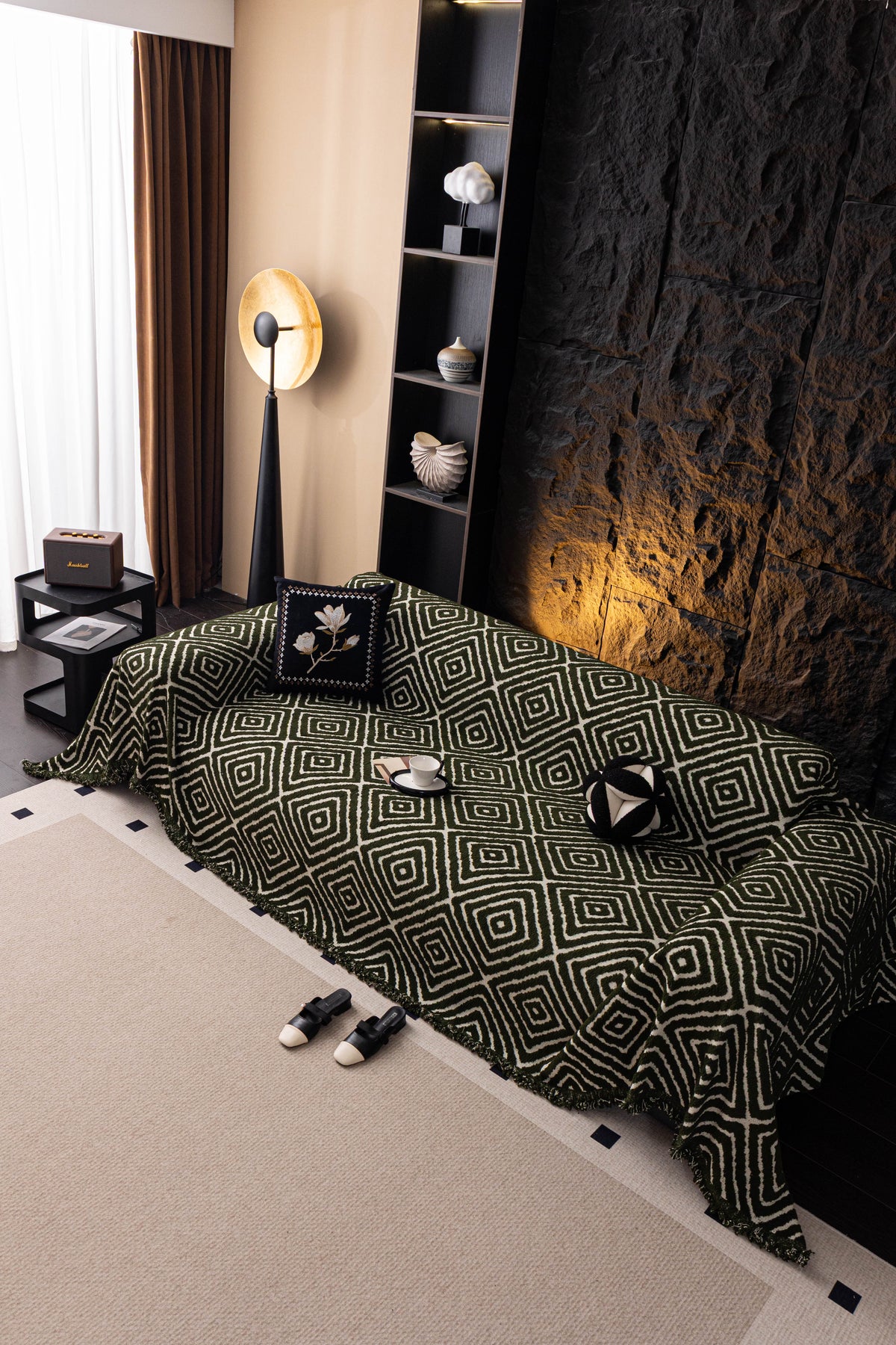 Throw Blanket - Atlas Geo - Dark Green