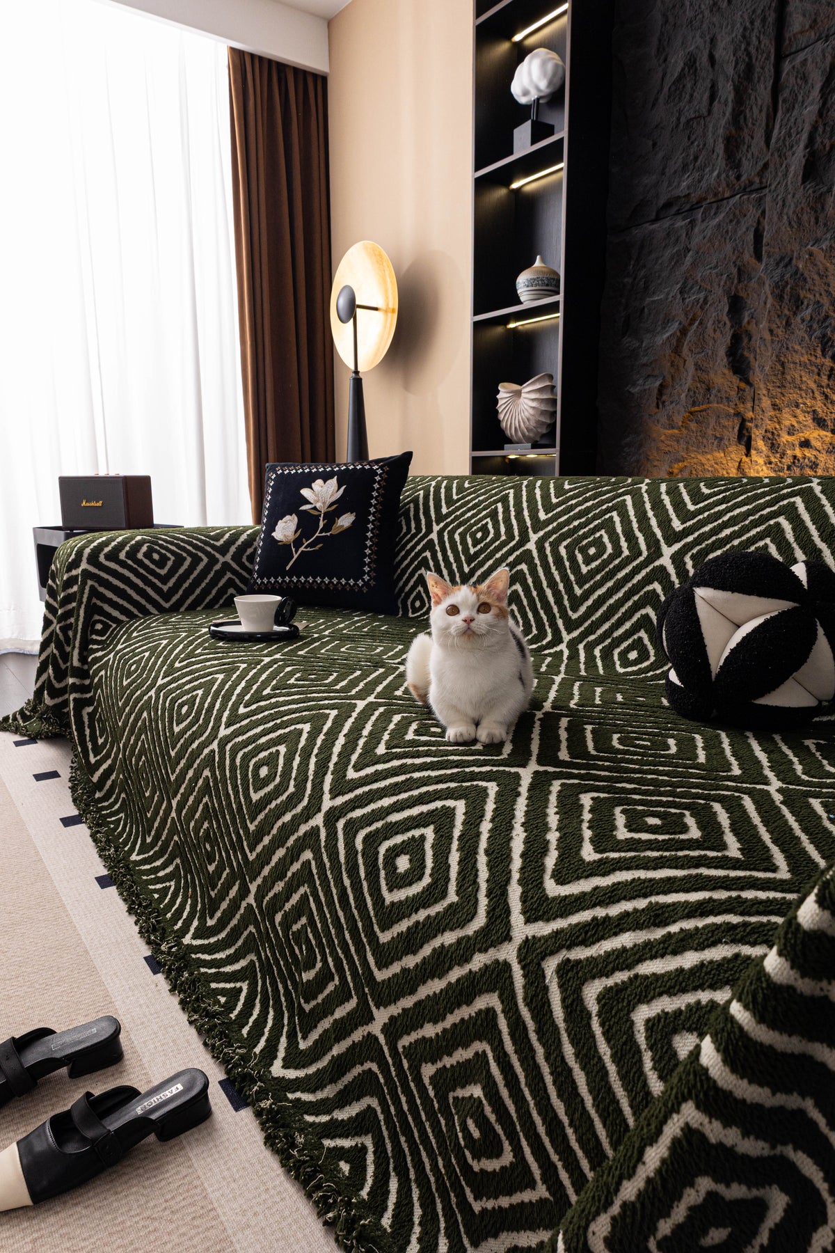Throw Blanket - Atlas Geo - Dark Green