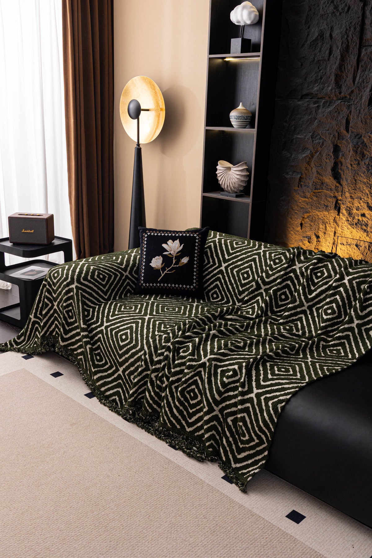 Throw Blanket - Atlas Geo - Dark Green