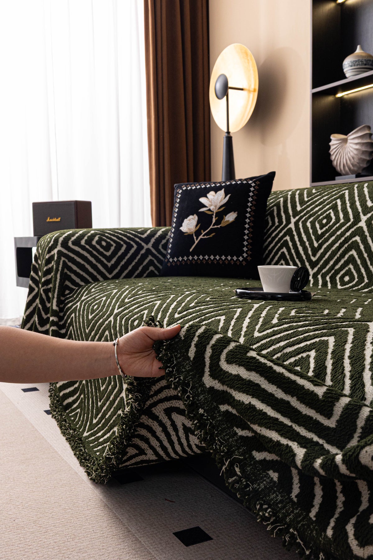 Throw Blanket - Atlas Geo - Dark Green