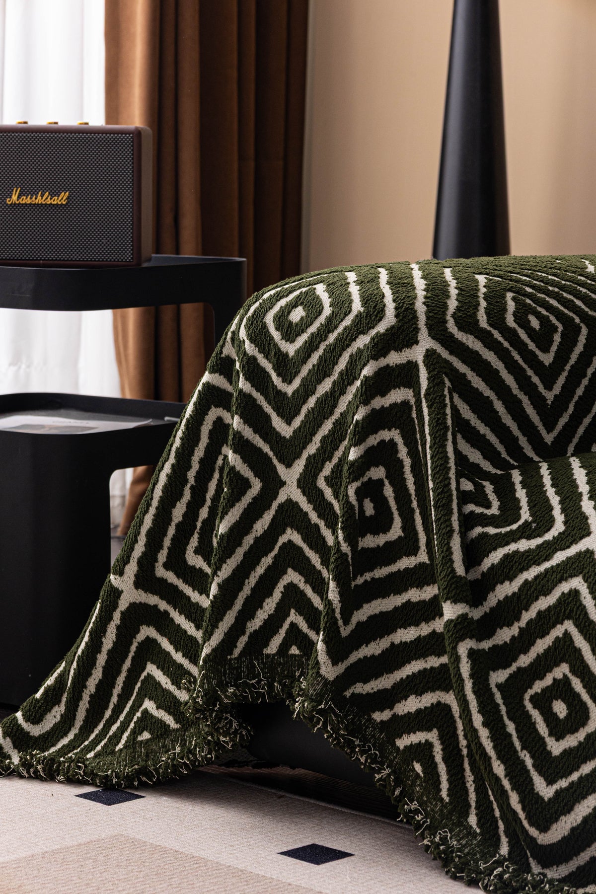 Throw Blanket - Atlas Geo - Dark Green