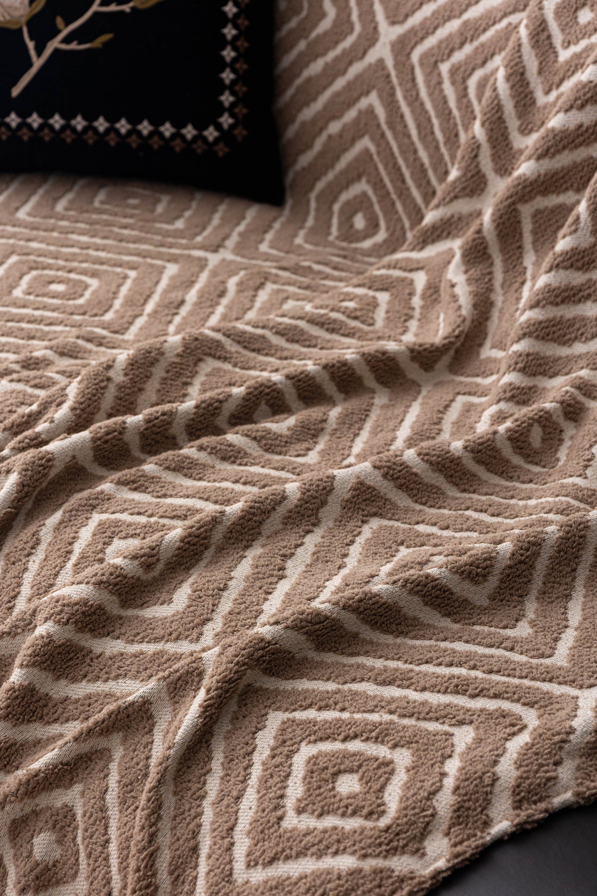 Throw Blanket - Atlas Geo - Milk Tea