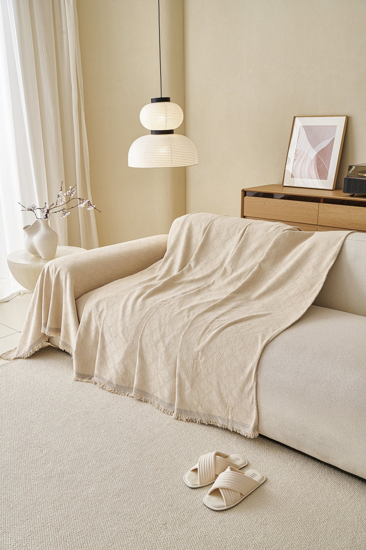 Throw Blanket - Diamora - Cream White
