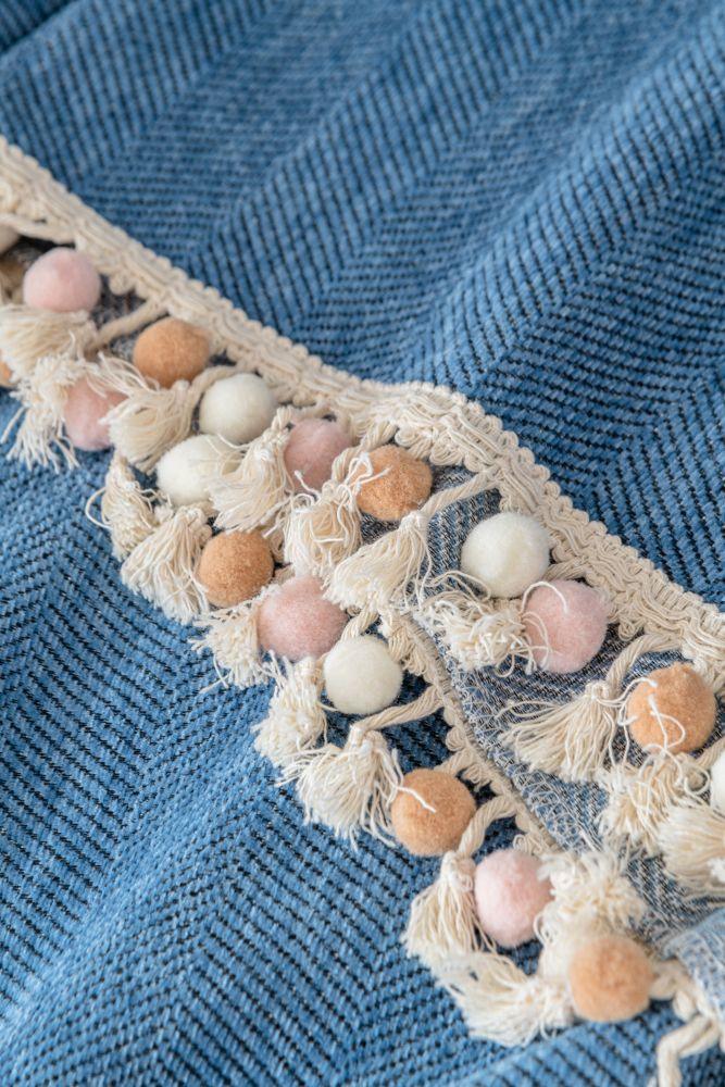 Throw Blanket - Herpome - Denim Blue