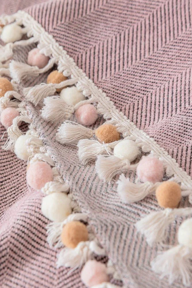 Throw Blanket - Herpome - Vintage Pink