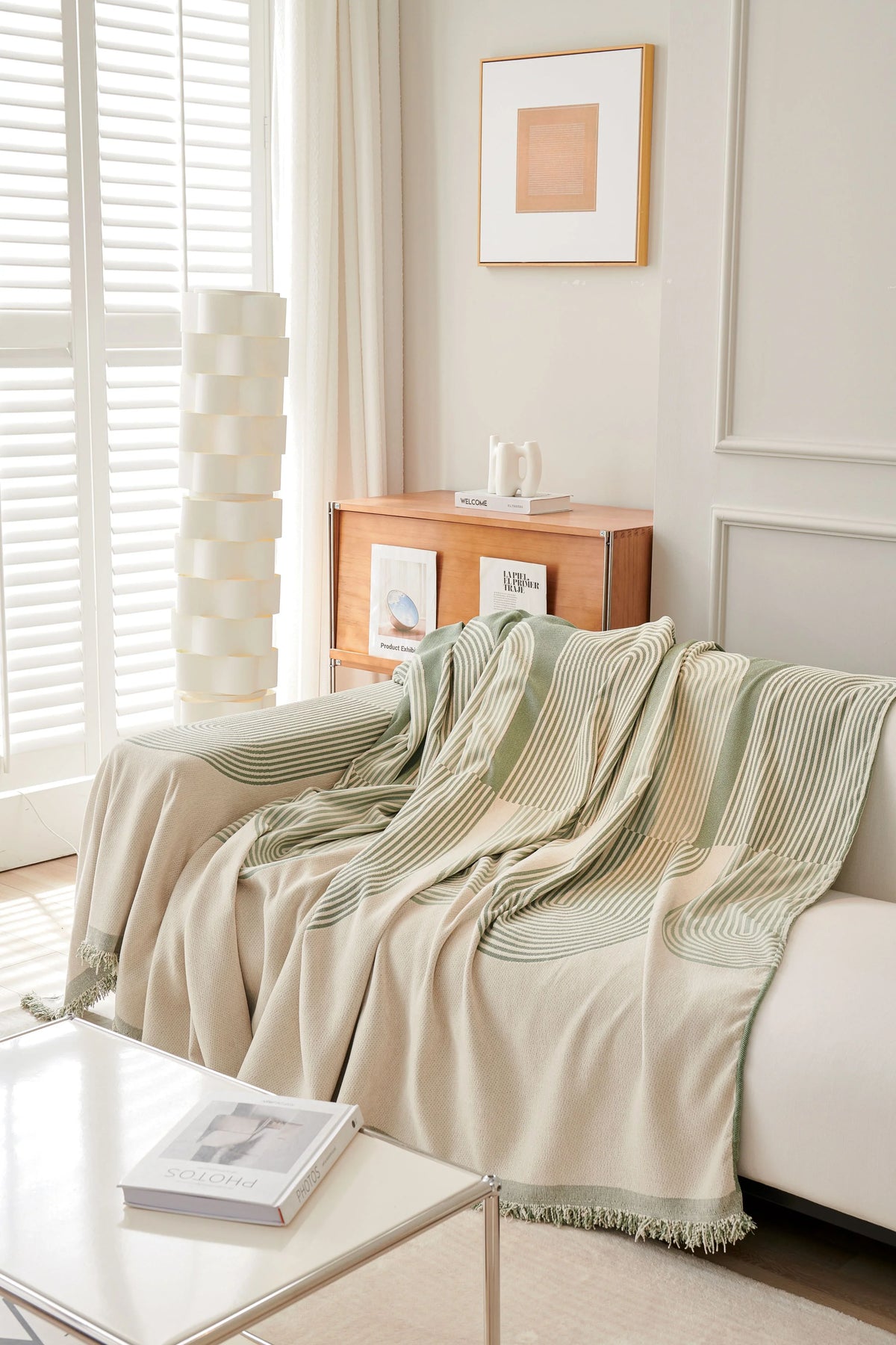 Throw Blanket - Pistachio Green - Soft Tassel