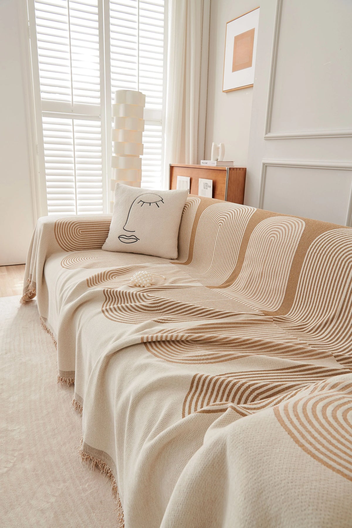 Throw Blanket -Sandy Tan - Soft Tassel