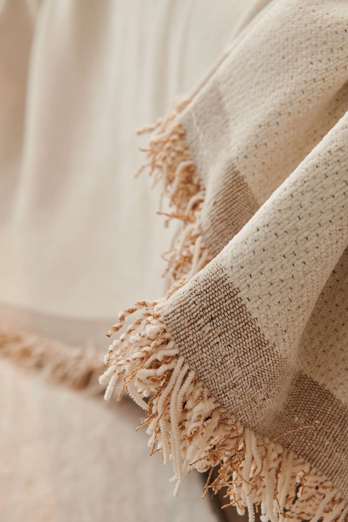 Throw Blanket -Sandy Tan - Soft Tassel