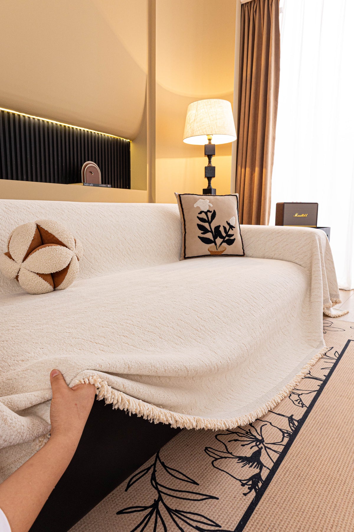 Throw Blanket- Velmora – Cream White