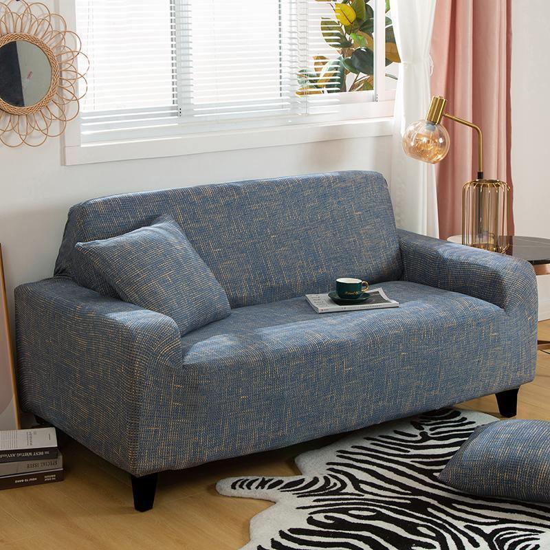 Couch Cover - Crosshatch - Blue & Gold - Adaptable & Expandable