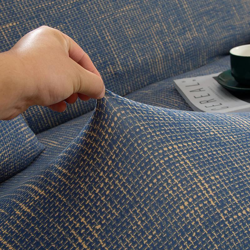 Couch Cover - Crosshatch - Blue & Gold - Adaptable & Expandable