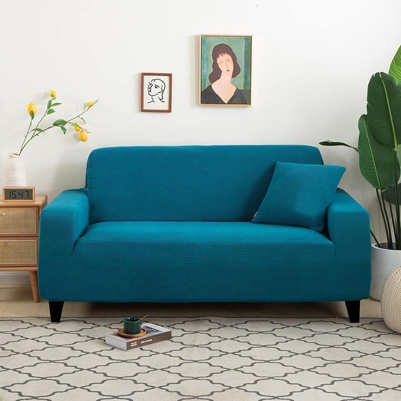 Couch Cover - Jacquard - Bondi Blue - Adaptable & Expandable