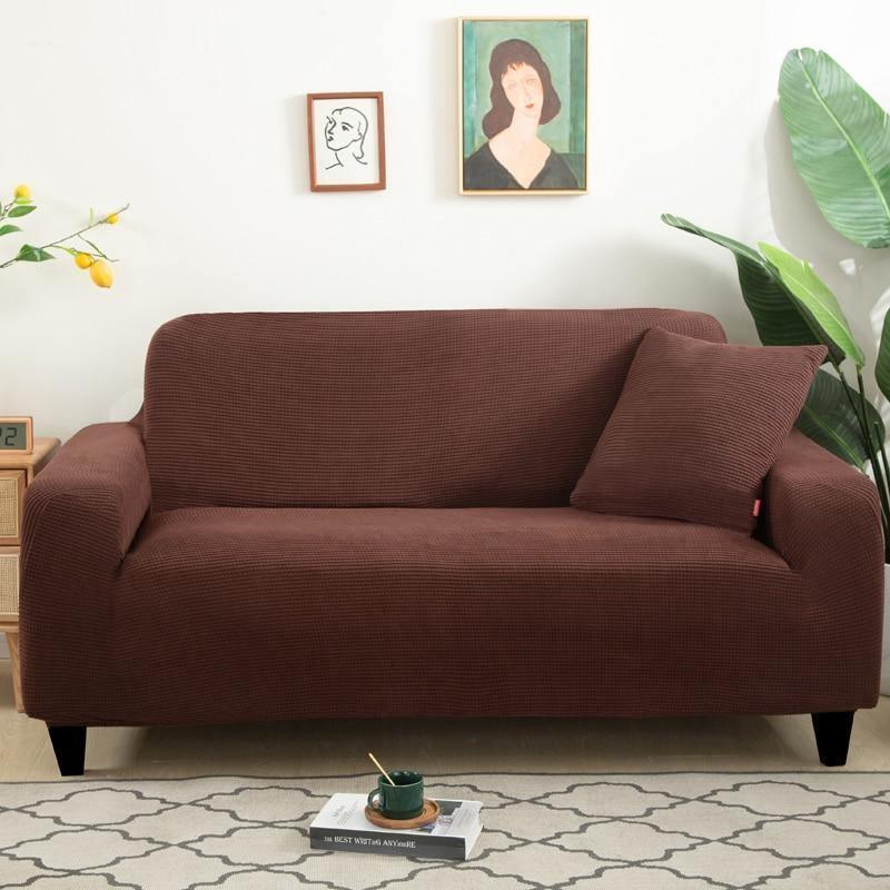 Couch Cover - Jacquard - Chocolate - Adaptable & Expandable