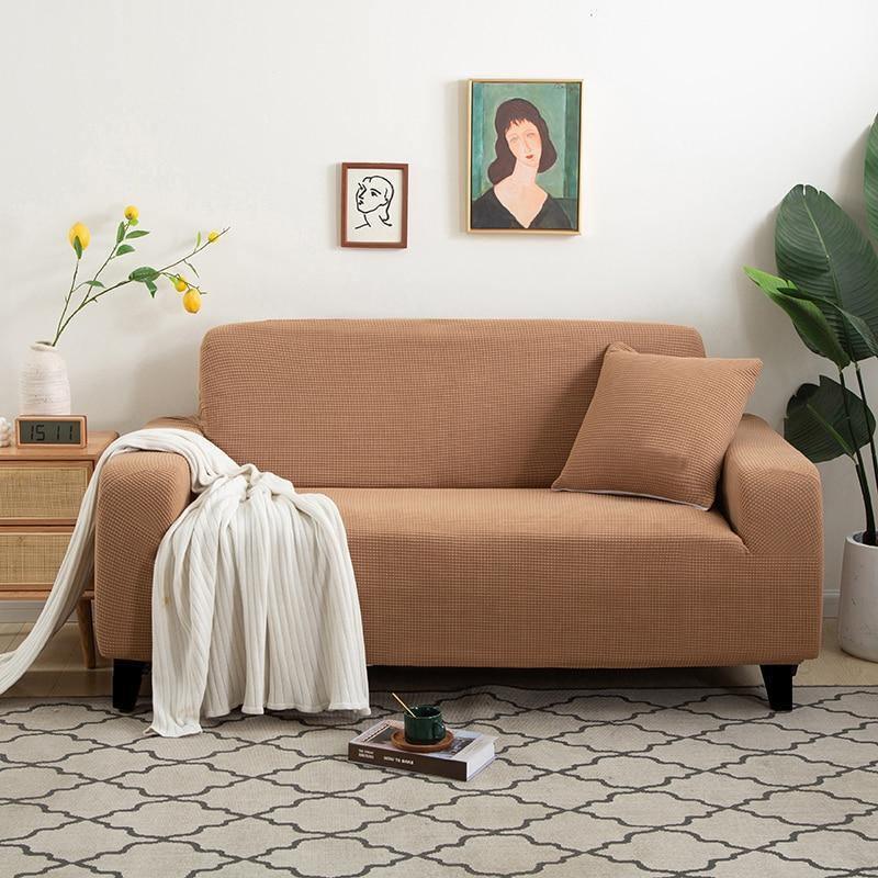Couch Cover - Jacquard - Chestnut Brown- Adaptable & Expandable