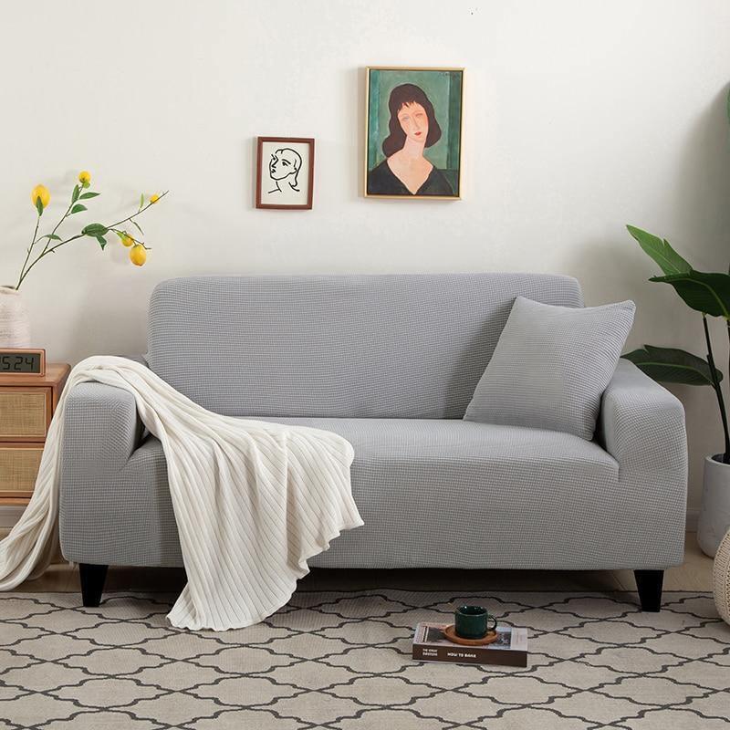 Couch Cover - Jacquard - Light Grey - Adaptable & Expandable