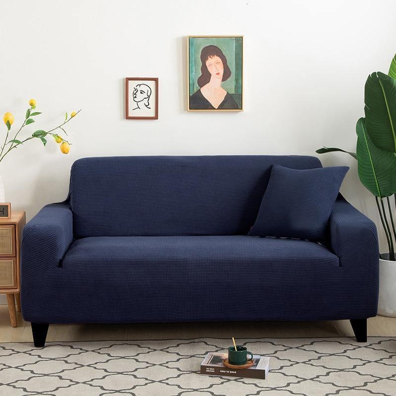 Couch Cover - Jacquard - Navy Blue - Adaptable & Expandable