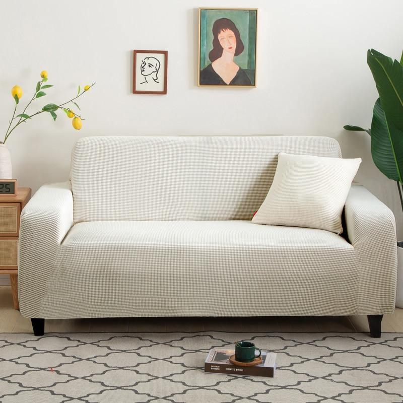 Couch Cover - Jacquard - Off-White - Adaptable & Expandable