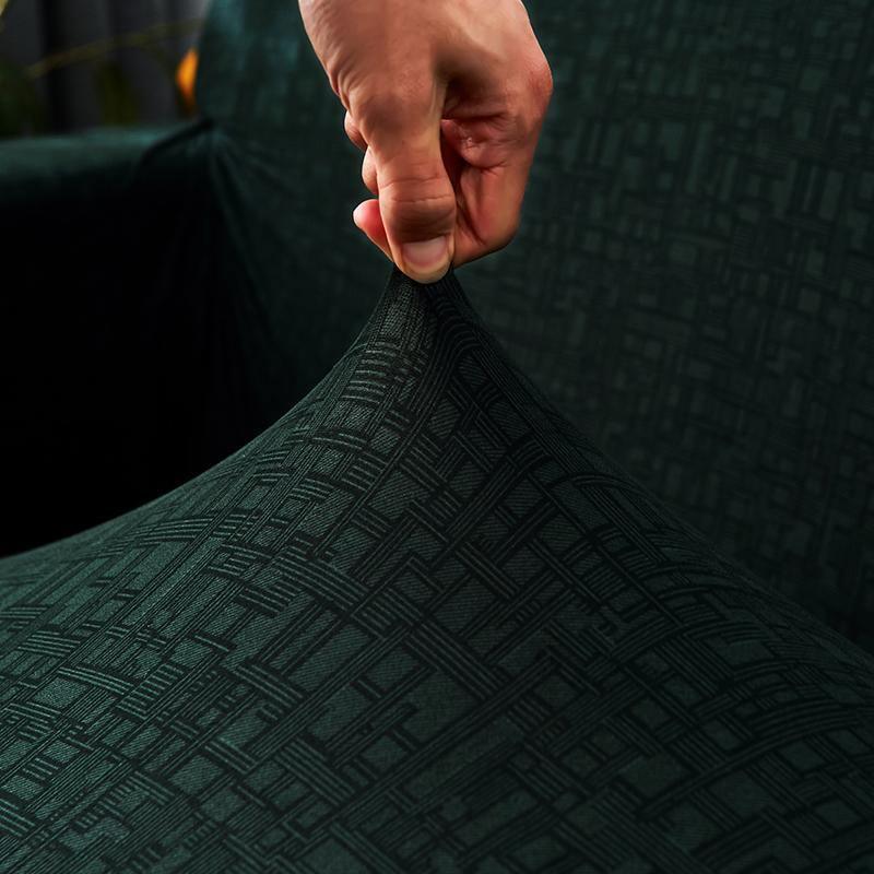 Couch Cover - Linear Geometric - Forest Green - Adaptable & Expandable