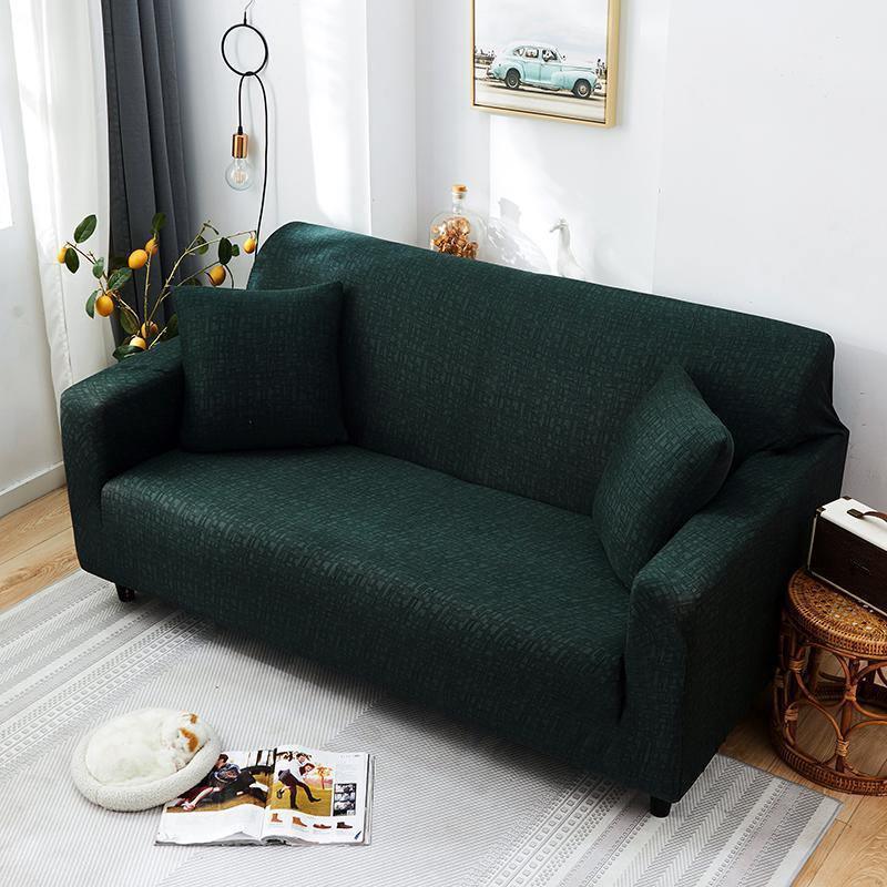 Couch Cover - Linear Geometric - Forest Green - Adaptable & Expandable