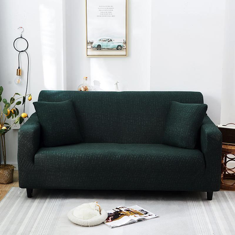 Couch Cover - Linear Geometric - Forest Green - Adaptable & Expandable