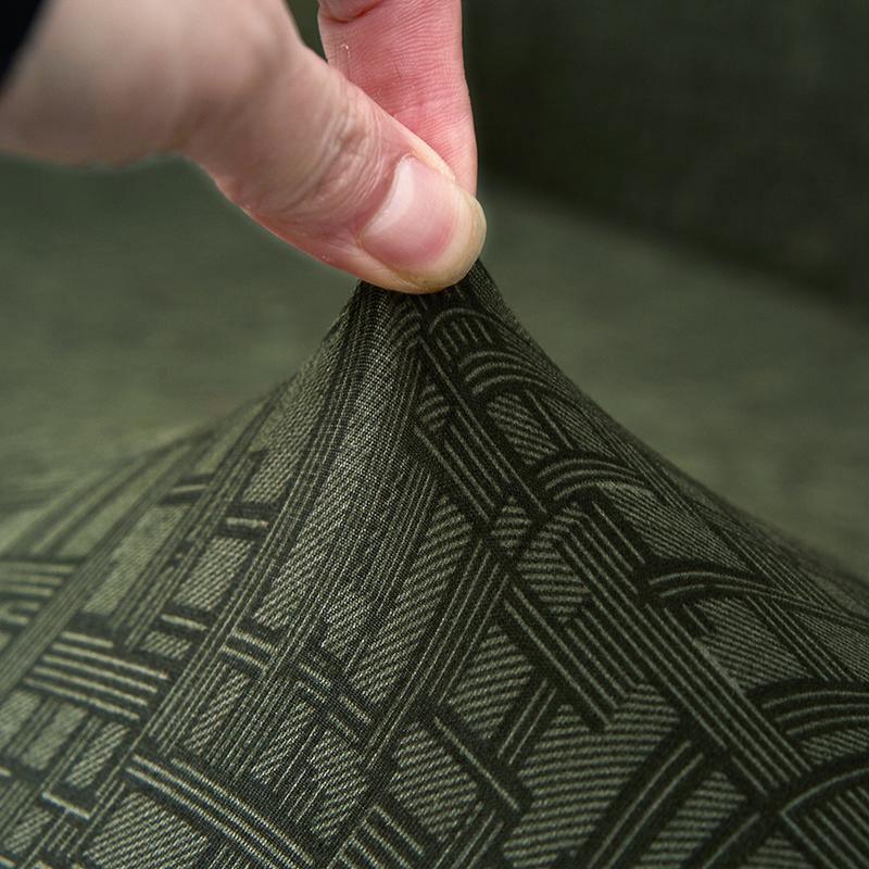 Couch Cover - Linear Geometric - Olive Green - Adaptable & Expandable