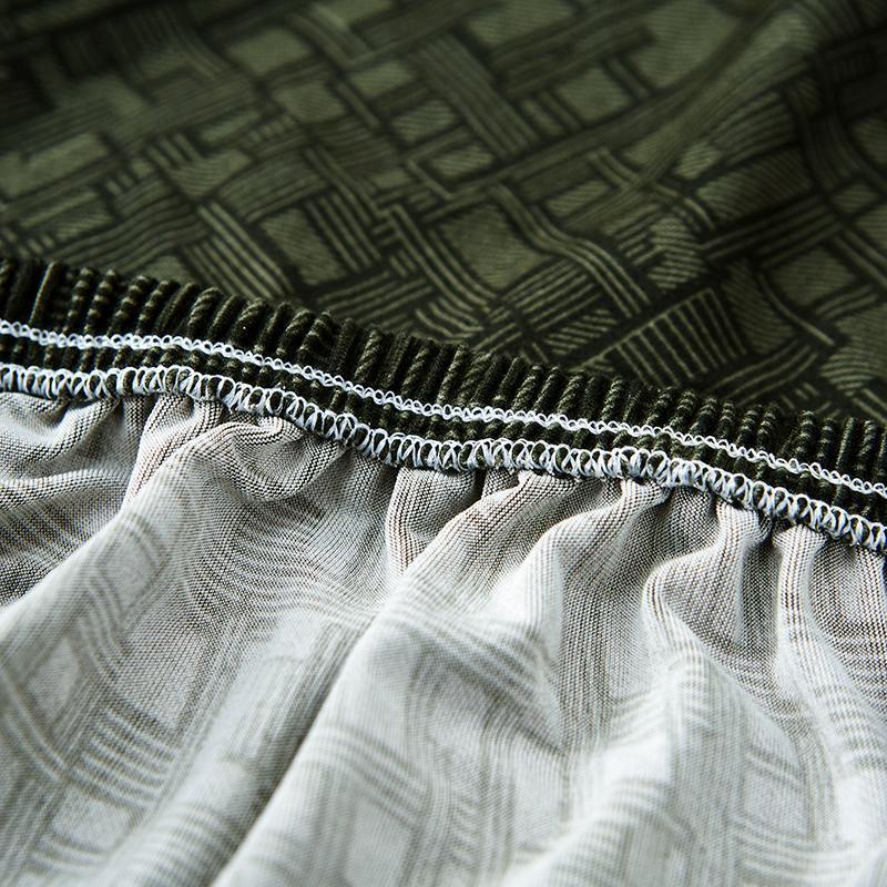 Couch Cover - Linear Geometric - Olive Green - Adaptable & Expandable