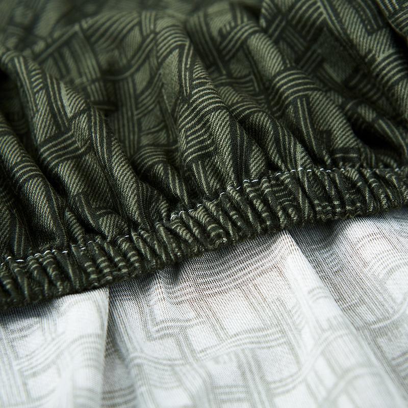 Couch Cover - Linear Geometric - Olive Green - Adaptable & Expandable