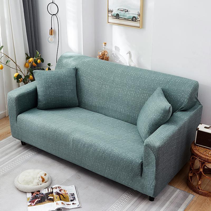 Couch Cover - Linear Geometric - Pastel Green - Adaptable & Expandable