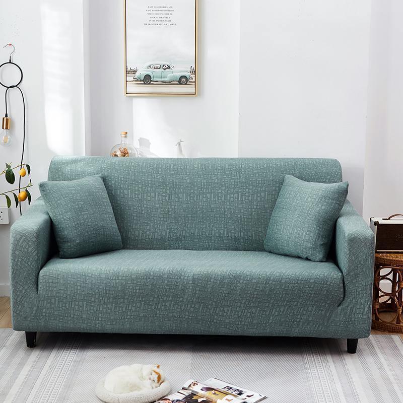 Couch Cover - Linear Geometric - Pastel Green - Adaptable & Expandable