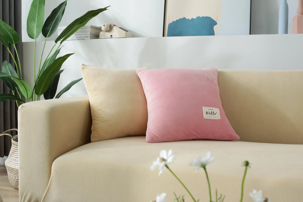 Couch Cover - Velvet - Beige - Adaptable & Expandable