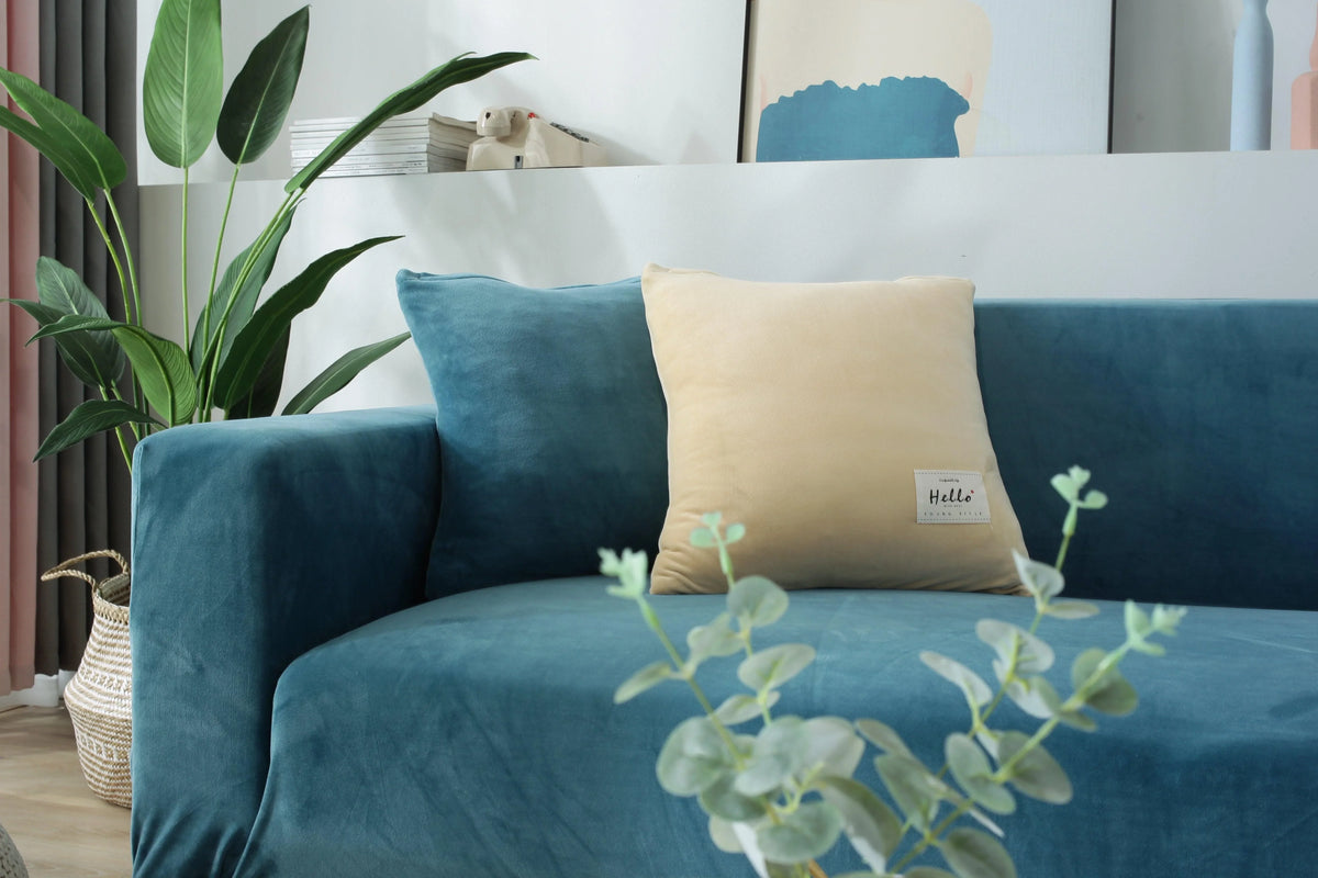 Couch Cover - Velvet - Lake Blue - Adaptable & Expandable