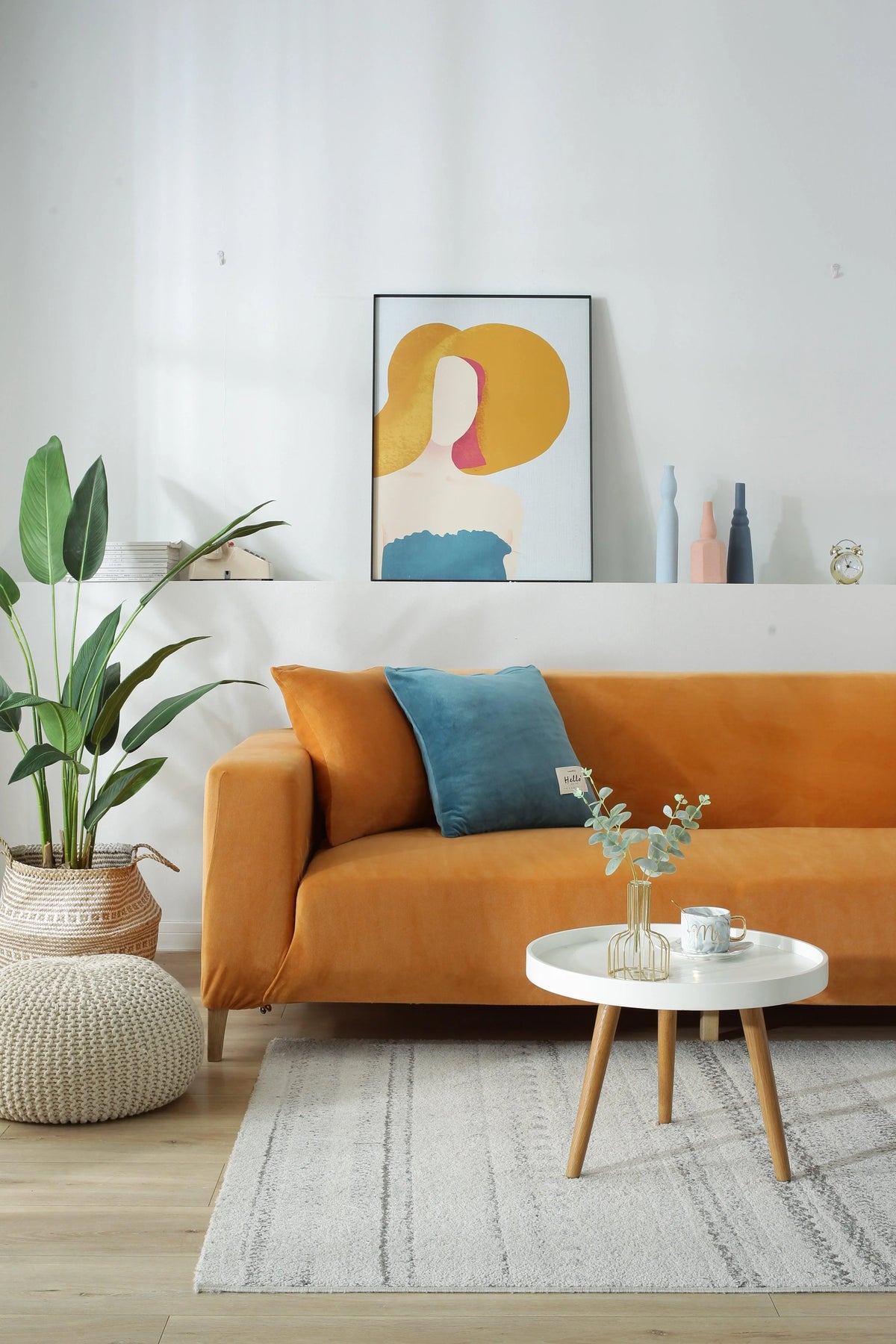 Couch Cover - Velvet - Orange - Adaptable & Expandable