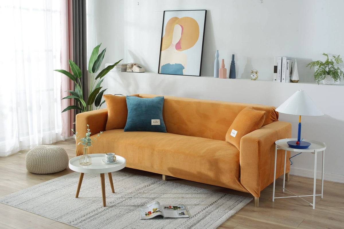 Couch Cover - Velvet - Orange - Adaptable & Expandable
