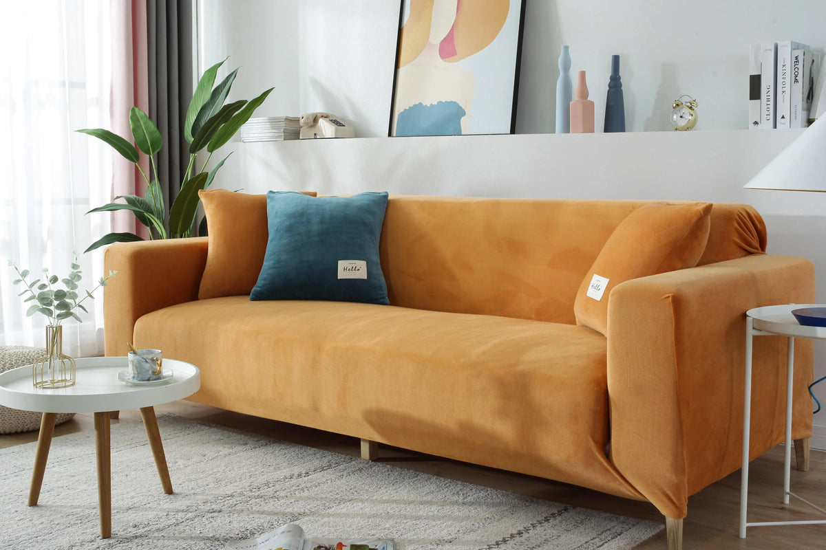 Couch Cover - Velvet - Orange - Adaptable & Expandable