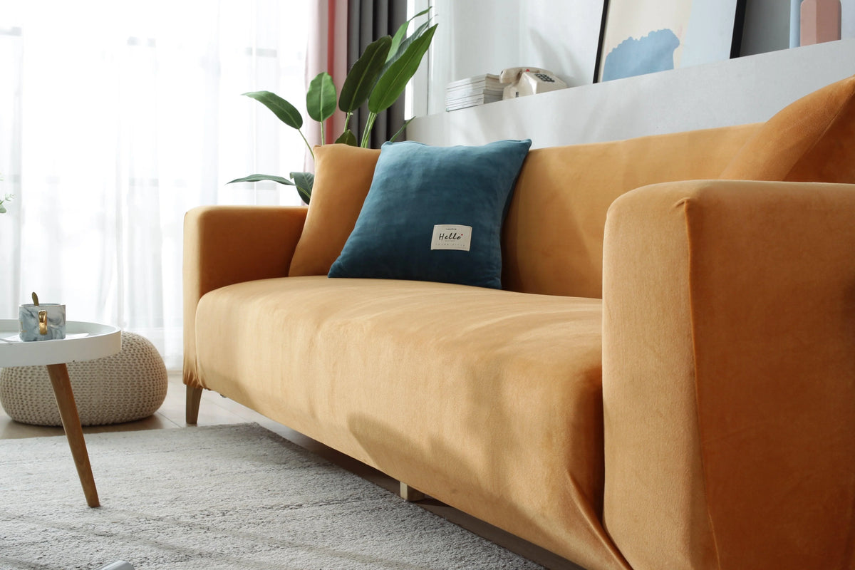 Couch Cover - Velvet - Orange - Adaptable & Expandable