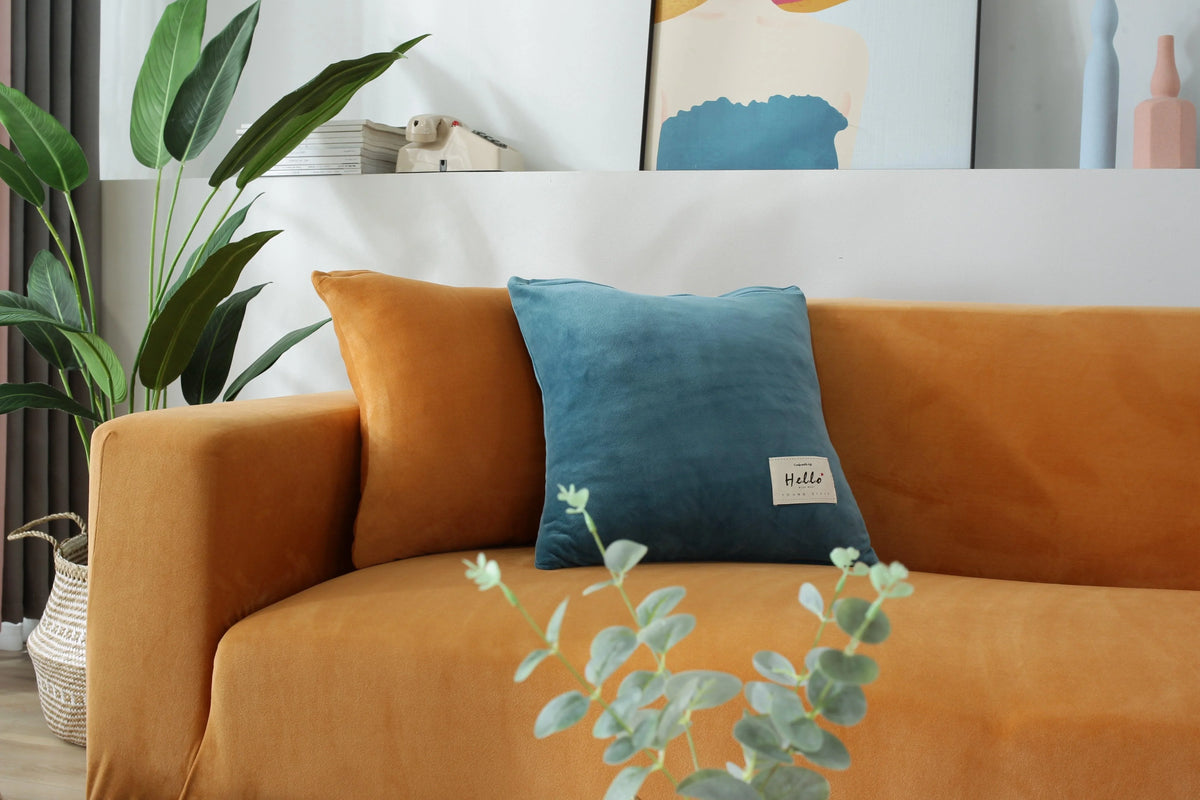 Couch Cover - Velvet - Orange - Adaptable & Expandable