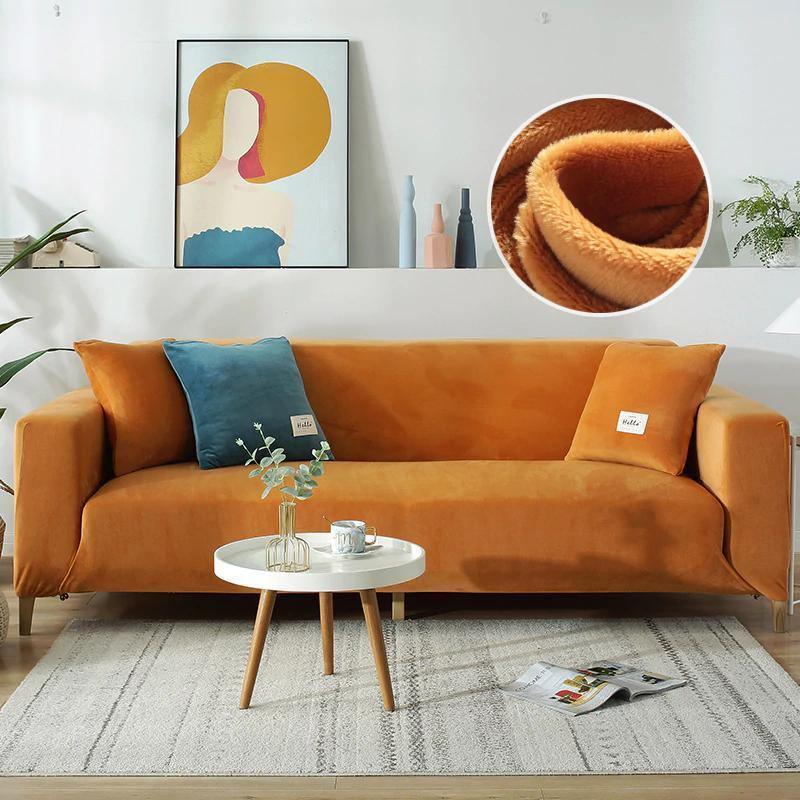 Couch Cover - Velvet - Orange - Adaptable & Expandable