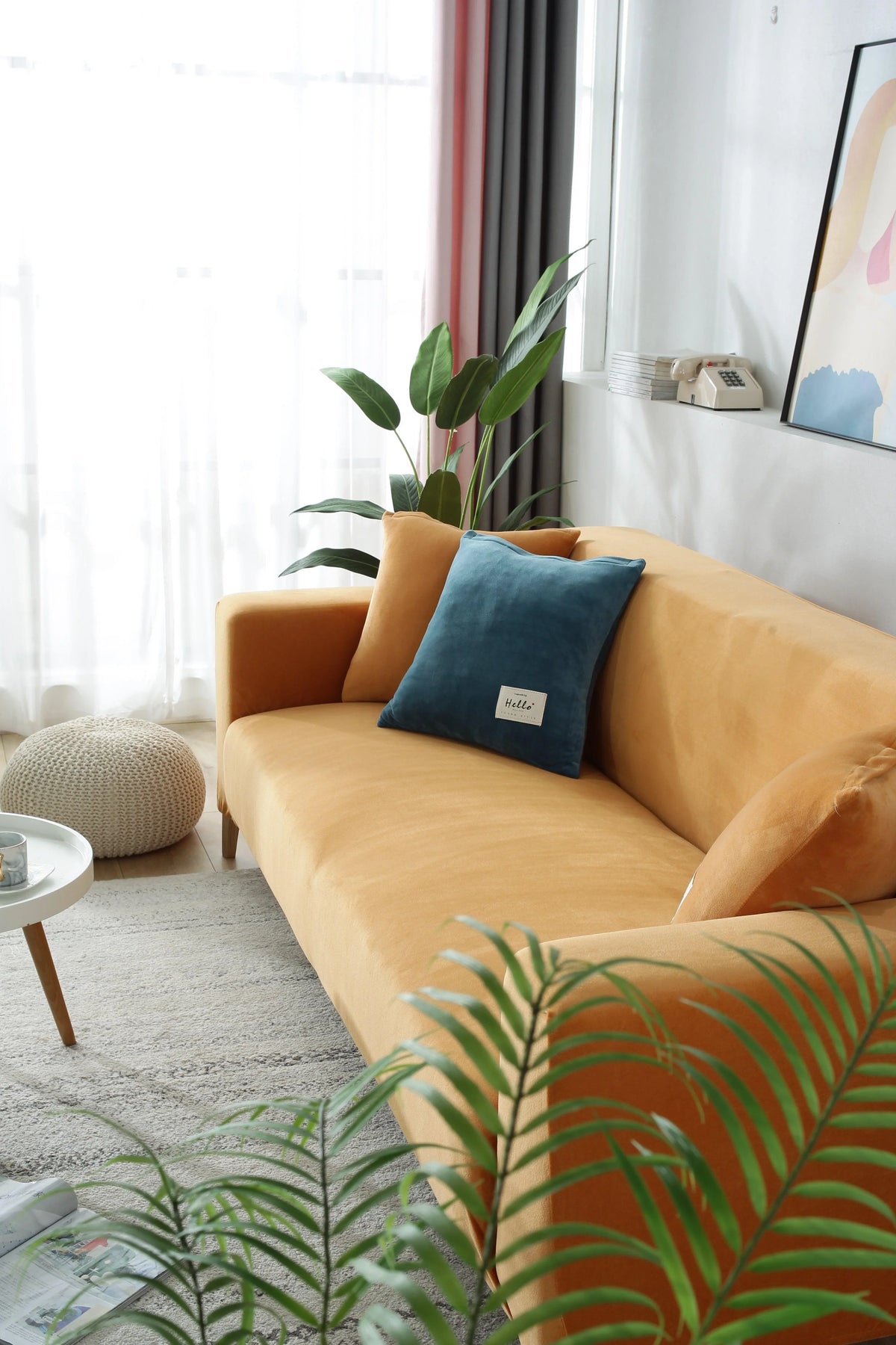 Couch Cover - Velvet - Orange - Adaptable & Expandable